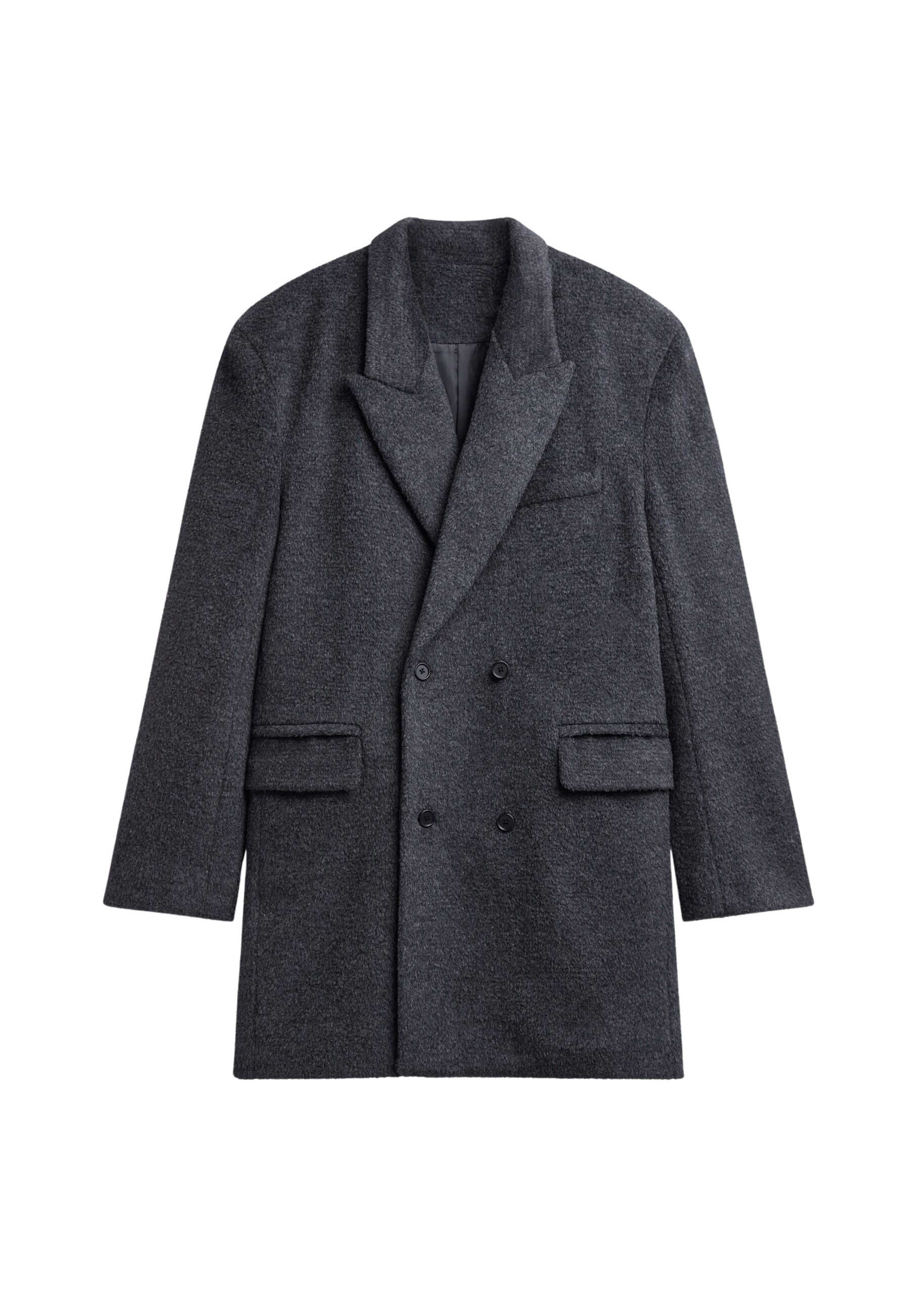 The Frankie Shop Coblence Textured Wool-Blend Coat – Dark Grey