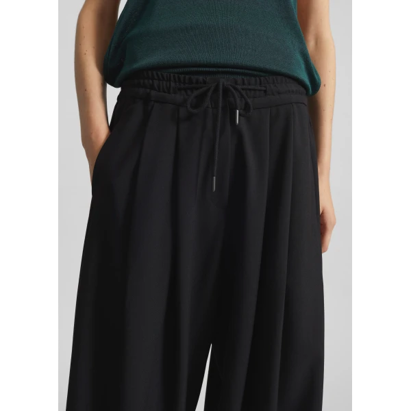 The Frankie Shop Corlen Pleated Wide Pants - Black - Oversized Minimalist Pants in Black - Shop at Luxury Shoes 