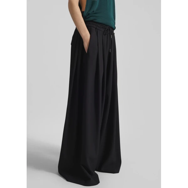 The Frankie Shop Corlen Pleated Wide Pants - Black - Oversized Minimalist Pants in Black - Shop at Luxury Shoes 