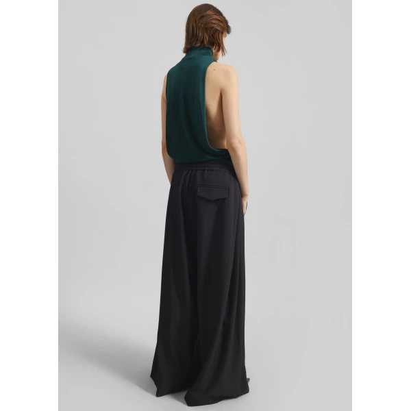 The Frankie Shop Corlen Pleated Wide Pants - Black - Oversized Minimalist Pants in Black - Shop at Luxury Shoes 