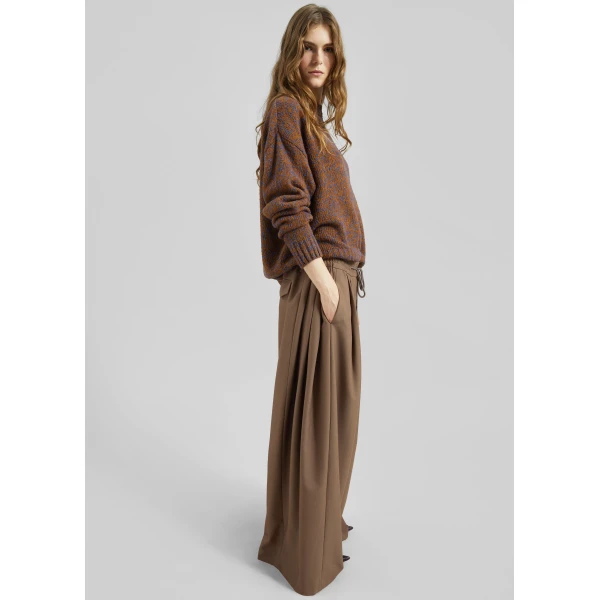The Frankie Shop Corlen Pleated Wide Pants - Brown - Oversized Minimalist Pants in Brown - Shop at Luxury Shoes 