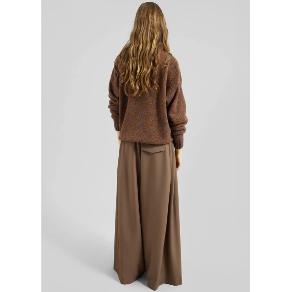 The Frankie Shop Corlen Pleated Wide Pants - Brown - Oversized Minimalist Pants in Brown - Shop at Luxury Shoes 