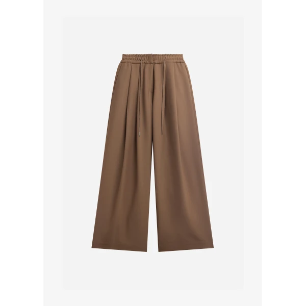 The Frankie Shop Corlen Pleated Wide Pants - Brown - Oversized Minimalist Pants in Brown - Shop at Luxury Shoes 