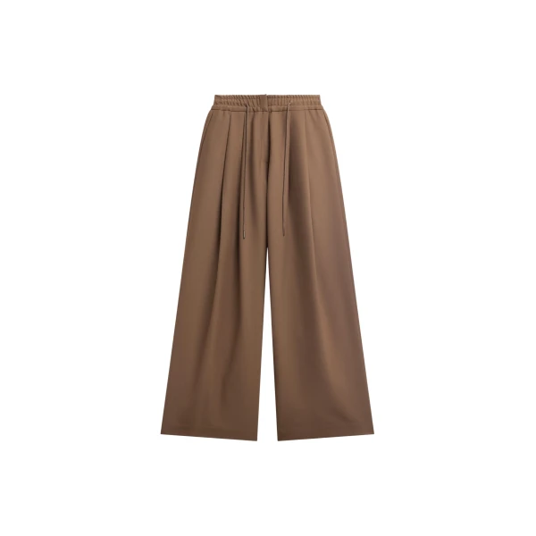 The Frankie Shop Corlen Pleated Wide Pants - Brown - Oversized Minimalist Pants in Brown - Shop at Luxury Shoes 
