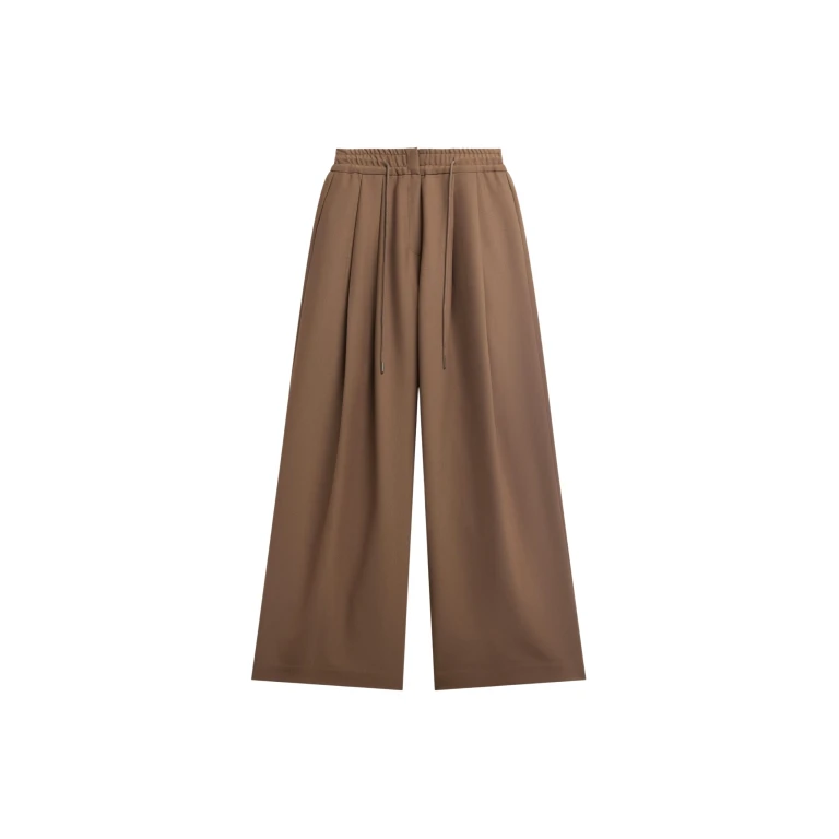 The Frankie Shop Corlen Pleated Wide Pants - Brown - Oversized Minimalist Pants in Brown - Shop at Luxury Shoes 