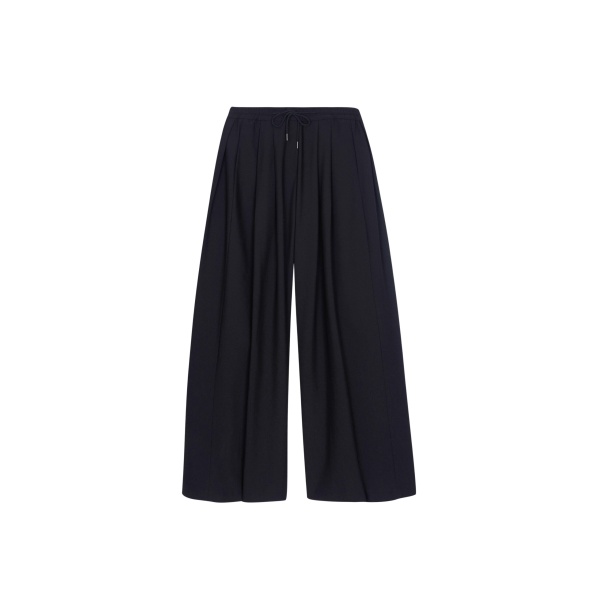 The Frankie Shop Corlen Pleated Wide Pants - Dark Navy - Oversized Minimalist Pants in Blue - Shop at Luxury Shoes 