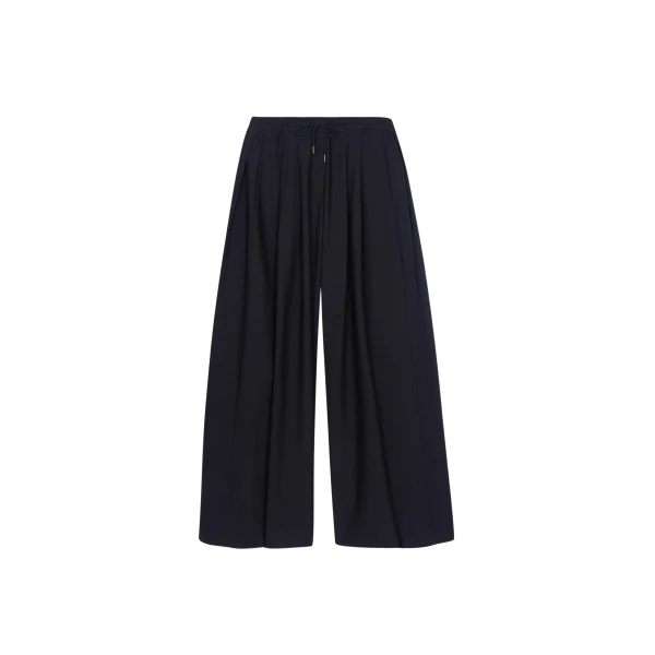 The Frankie Shop Corlen Pleated Wide Pants - Dark Navy - Oversized Minimalist Pants in Blue - Shop at Luxury Shoes 