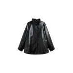 The Frankie Shop Dalaro Faux Leather Swing Jacket - Black - Oversized Minimalist Jackets in Black - Shop at Luxury Shoes 