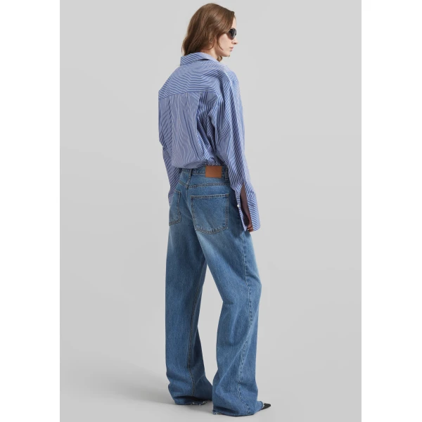 The Frankie Shop Dalston Jeans - Medium Wash - Oversized Minimalist Pants in Blue - Shop at Luxury Shoes 