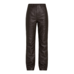 The Frankie Shop Dalston Leather Pants - Vintage Brown - Oversized Minimalist Pants in Brown - Shop at Luxury Shoes 