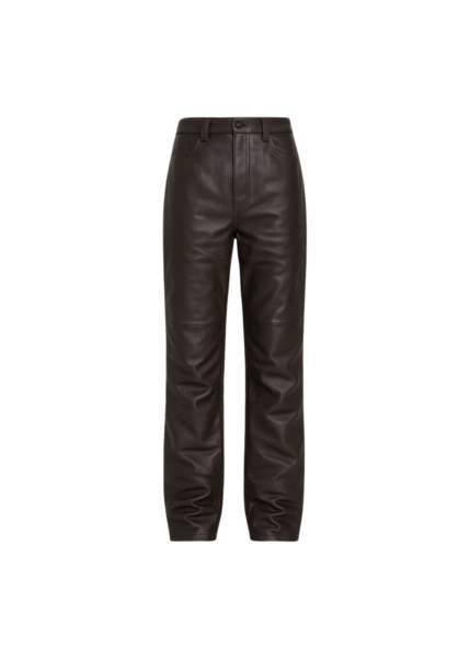 The Frankie Shop Dalston Leather Pants - Vintage Brown - Oversized Minimalist Pants in Brown - Shop at Luxury Shoes 