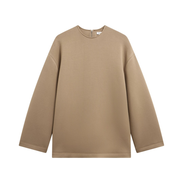 The Frankie Shop Delancey Long Sleeve Neoprene Top – Camel