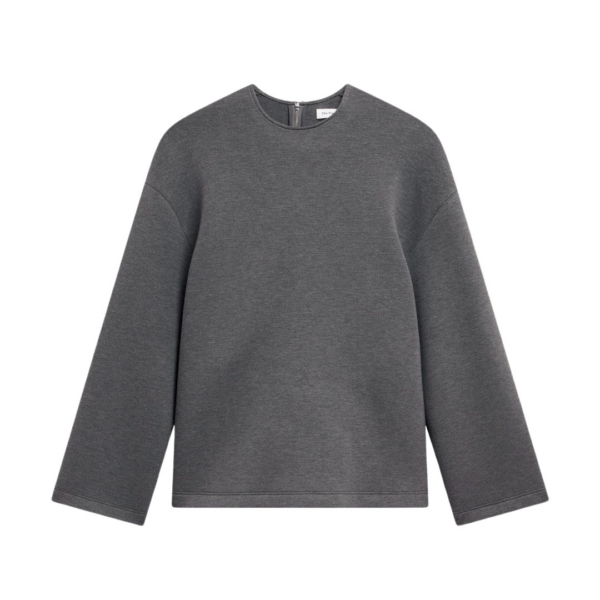 The Frankie Shop Delancey Long Sleeve Neoprene Top – Dark Grey