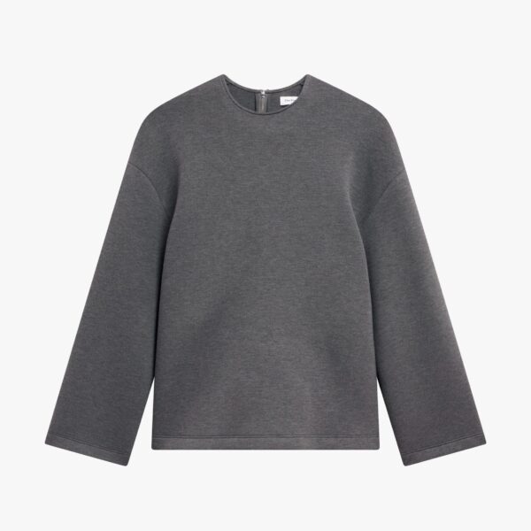 The Frankie Shop Delancey Long Sleeve Neoprene Top – Dark Grey, view 9