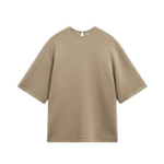 The Frankie Shop Delancey Neoprene Tee - Camel - Oversized Minimalist Tops in Brown - Shop at Luxury Shoes 