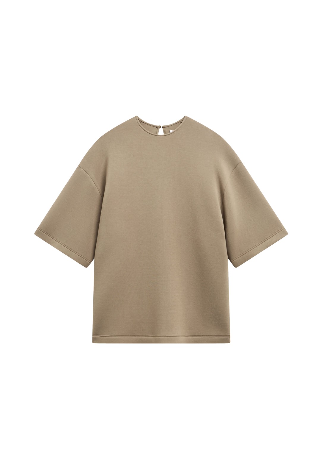 The-Frankie-Shop-Delancey-Neoprene-Tee-Camel-coveti-1167881_nobg The Frankie Shop Delancey Neoprene Tee - Camel - Oversized Minimalist Tops in Brown - Shop at Luxury Shoes