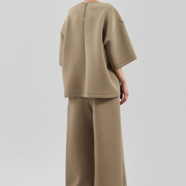 The Frankie Shop Delancey Neoprene Tee – Camel Top, view 8