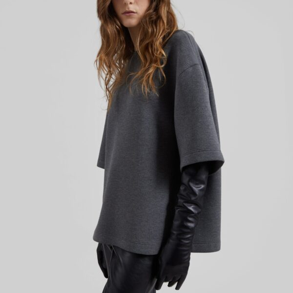 The Frankie Shop Delancey Neoprene Tee – Dark Grey Top, view 2