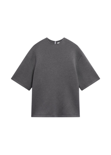 The Frankie Shop Delancey Neoprene Tee - Dark Grey - Oversized Minimalist Tops in Grey - Shop at Luxury Shoes 