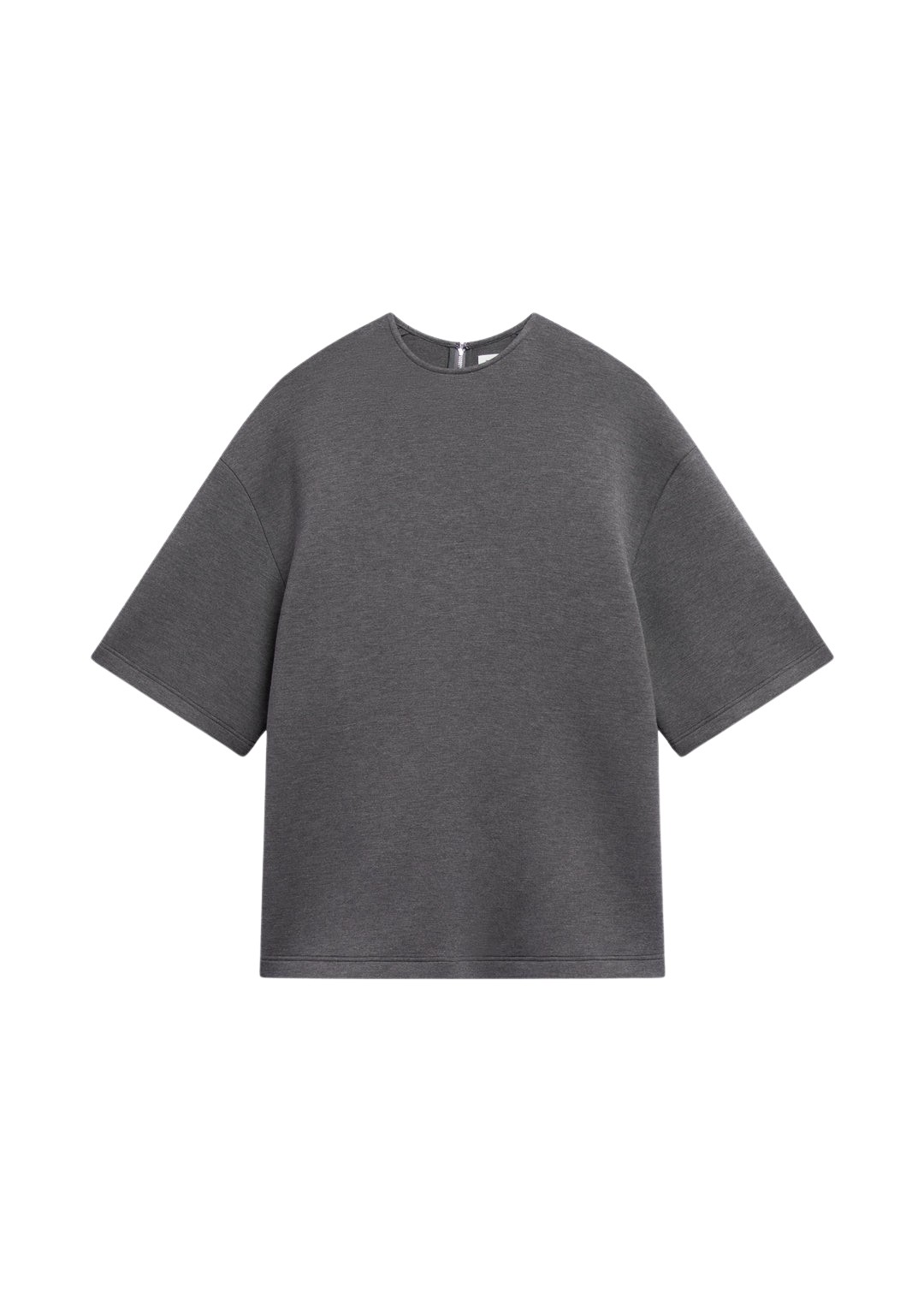 The-Frankie-Shop-Delancey-Neoprene-Tee-Dark-Grey-coveti-1044600_nobg The Frankie Shop Delancey Neoprene Tee - Dark Grey - Oversized Minimalist Tops in Grey - Shop at Luxury Shoes