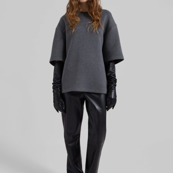 The Frankie Shop Delancey Neoprene Tee – Dark Grey Top, view 3