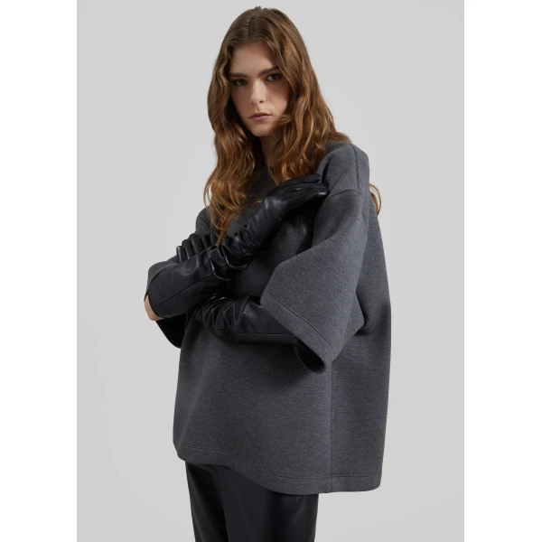 The Frankie Shop Delancey Neoprene Tee - Dark Grey - Oversized Minimalist Tops in Grey - Shop at Luxury Shoes 