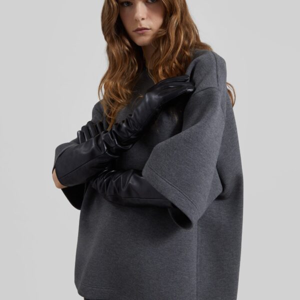 The Frankie Shop Delancey Neoprene Tee – Dark Grey Top, view 5
