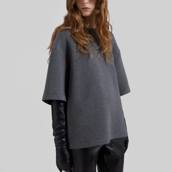 The Frankie Shop Delancey Neoprene Tee – Dark Grey Top, view 6