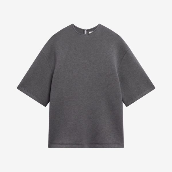 The Frankie Shop Delancey Neoprene Tee – Dark Grey Top, view 8