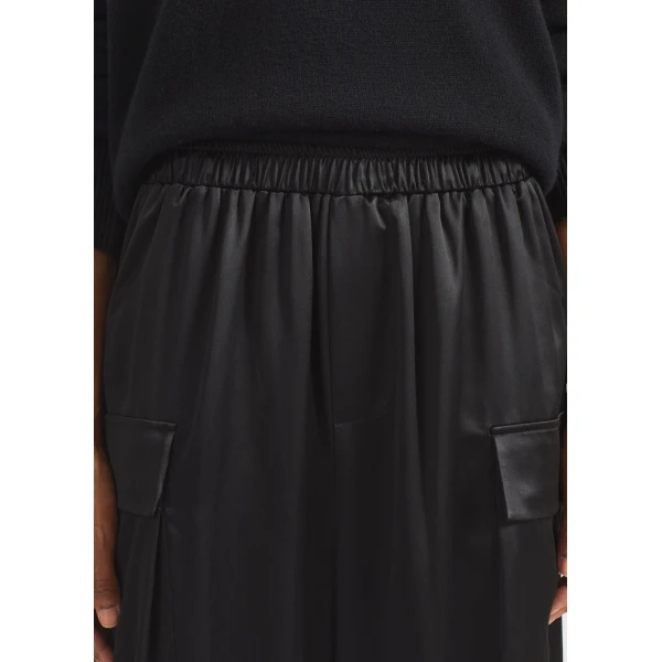The Frankie Shop Delny Satin Cargo Pants - Black - Oversized Minimalist Pants in Black - Shop at Luxury Shoes 