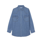 The Frankie Shop Desona Denim Shirt - Medium Wash - Oversized Minimalist Tops in Blue - Shop at Luxury Shoes 