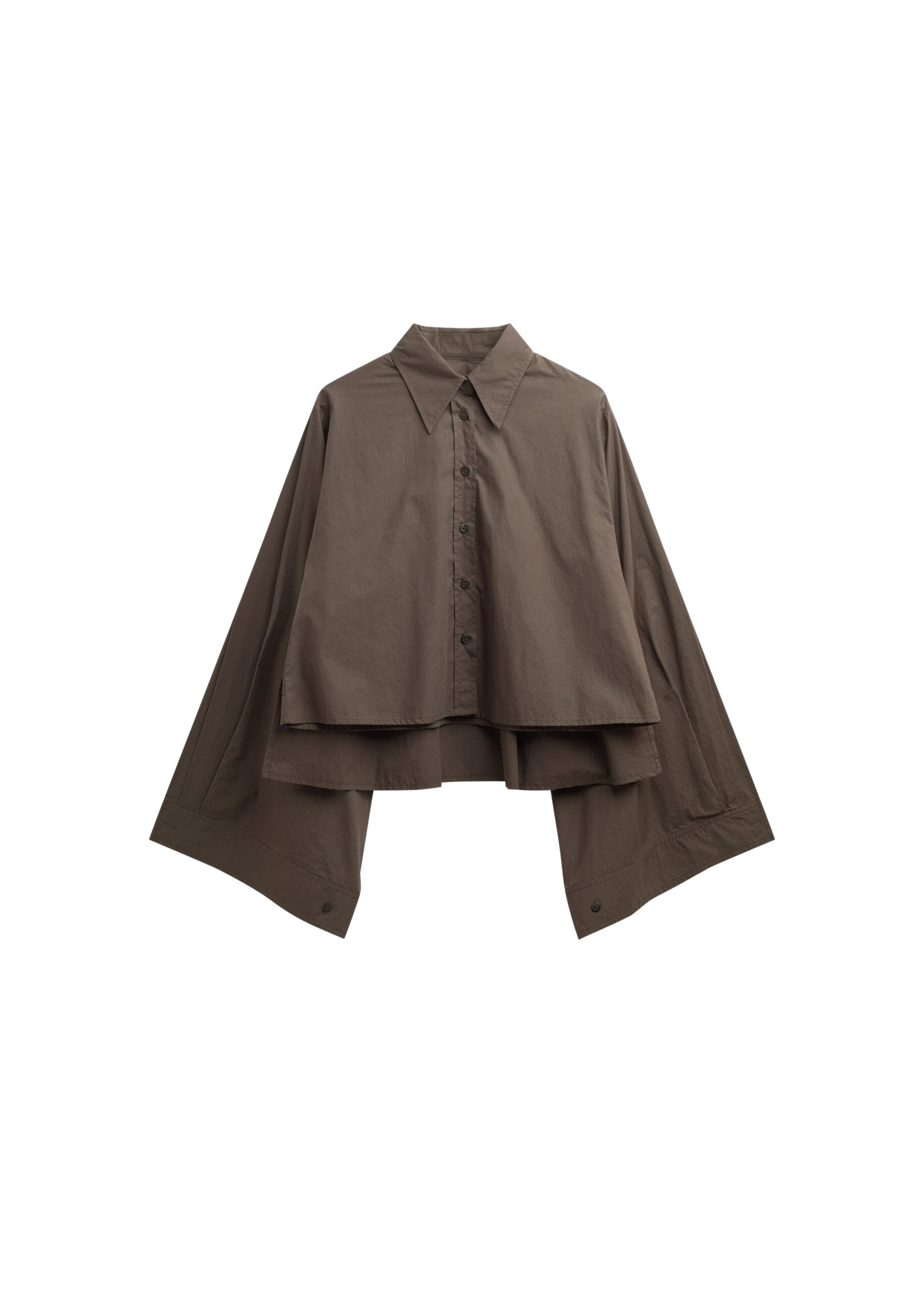 The Frankie Shop Dharoi Adjustable Sleeve Layered Shirt – Brown