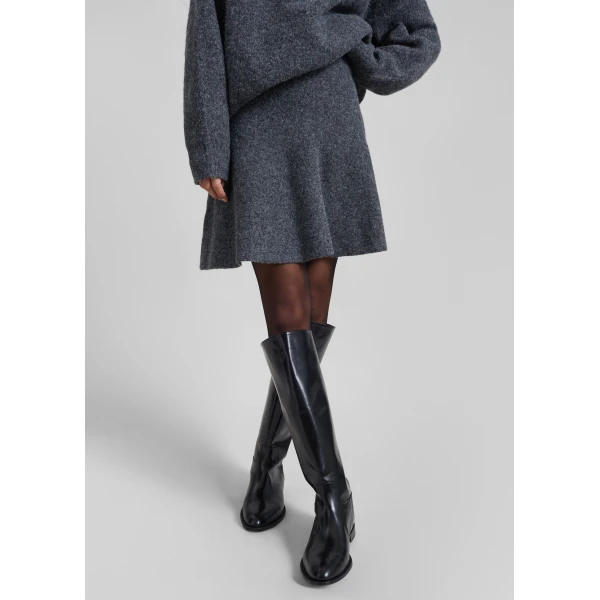 The Frankie Shop Dienne Knit Mini Skirt - Grey - Oversized Minimalist Skirts in Grey - Shop at Luxury Shoes 
