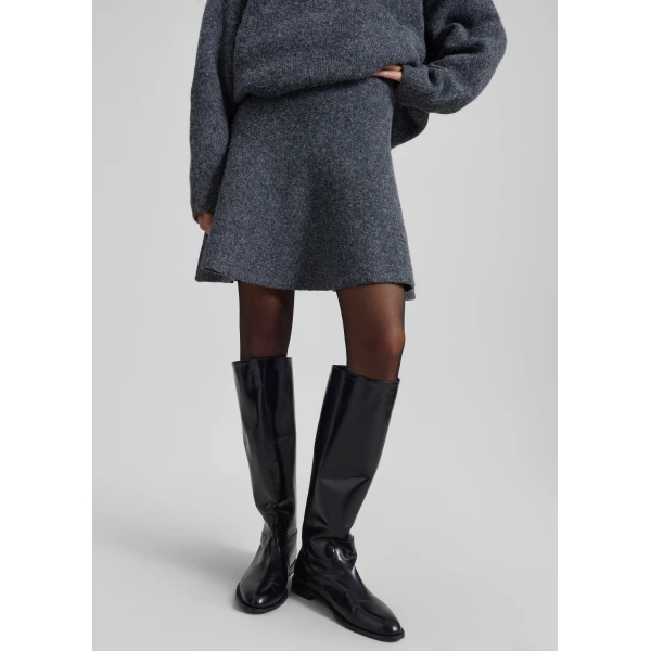 The Frankie Shop Dienne Knit Mini Skirt - Grey - Oversized Minimalist Skirts in Grey - Shop at Luxury Shoes 