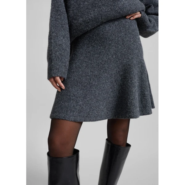 The Frankie Shop Dienne Knit Mini Skirt - Grey - Oversized Minimalist Skirts in Grey - Shop at Luxury Shoes 