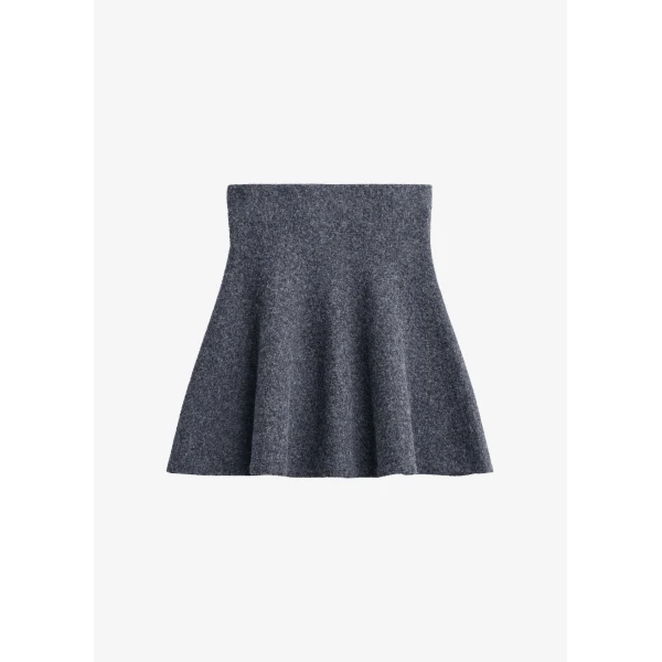 The Frankie Shop Dienne Knit Mini Skirt - Grey - Oversized Minimalist Skirts in Grey - Shop at Luxury Shoes 