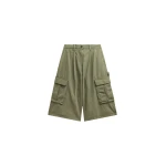 The Frankie Shop Dorva Cargo Bermuda Shorts - Pale Olive - Oversized Minimalist Shorts in Green - Shop at Luxury Shoes 