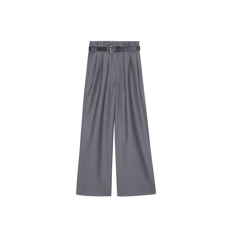 The Frankie Shop Dulverton Pleated Trousers - Grey - Oversized Minimalist Pants in Grey - Shop at Luxury Shoes 