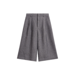 The Frankie Shop Dunley Bermuda Shorts - Charcoal Melange - Oversized Minimalist Shorts in Blue - Shop at Luxury Shoes 