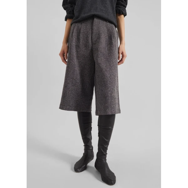 The Frankie Shop Dunley Bermuda Shorts - Charcoal Melange - Oversized Minimalist Shorts in Blue - Shop at Luxury Shoes 