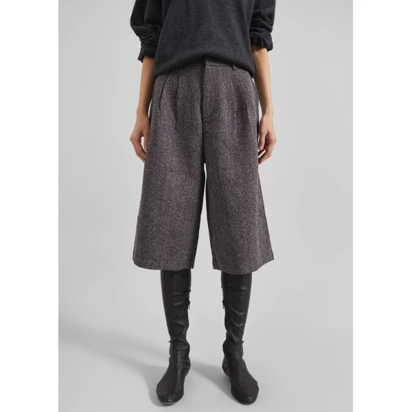 The Frankie Shop Dunley Bermuda Shorts - Charcoal Melange - Oversized Minimalist Shorts in Blue - Shop at Luxury Shoes 