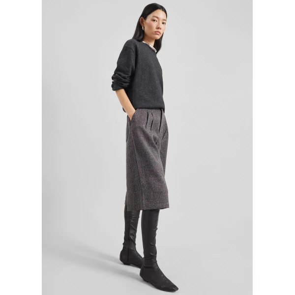 The Frankie Shop Dunley Bermuda Shorts - Charcoal Melange - Oversized Minimalist Shorts in Blue - Shop at Luxury Shoes 