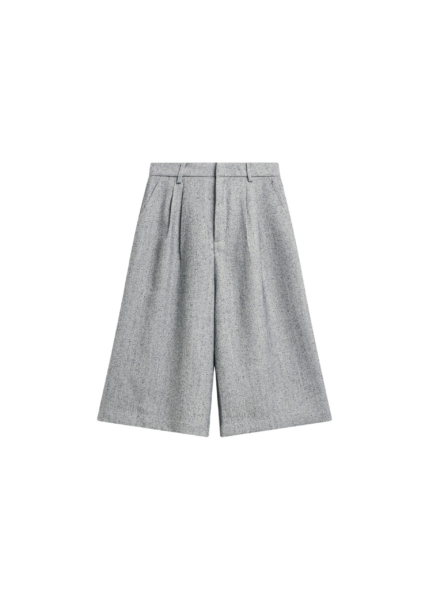 The Frankie Shop Dunley Bermuda Shorts - Grey Melange - Oversized Minimalist Shorts in Grey - Shop at Luxury Shoes 