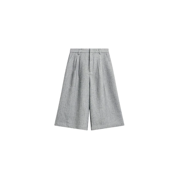 The Frankie Shop Dunley Bermuda Shorts - Grey Melange - Oversized Minimalist Shorts in Grey - Shop at Luxury Shoes 