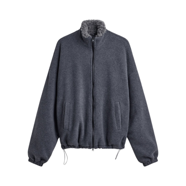 The Frankie Shop Edane Fleece Jacket - Dark Grey - Oversized Minimalist Jackets in Grey - Shop at Luxury Shoes 