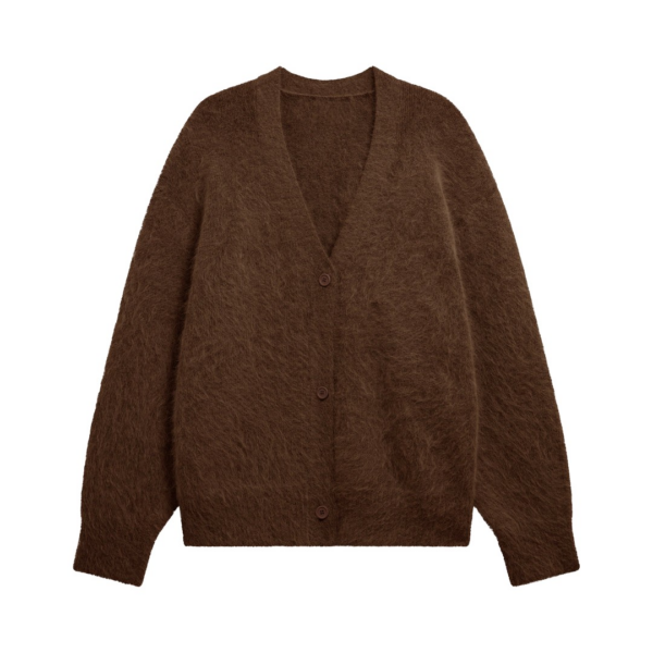 The Frankie Shop Elland Oversized Alpaca Cardigan – Olive Brown