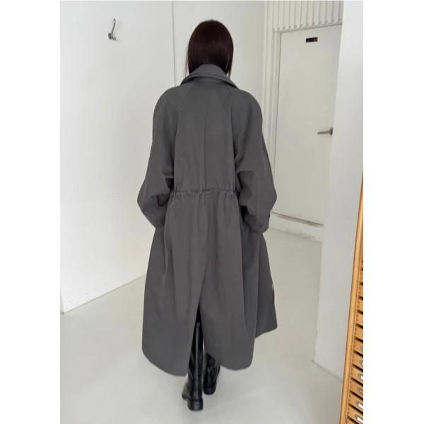 The Frankie Shop Elrod Drawstring Trench - Grey - Oversized Minimalist Coats in Grey - Shop at Luxury Shoes 