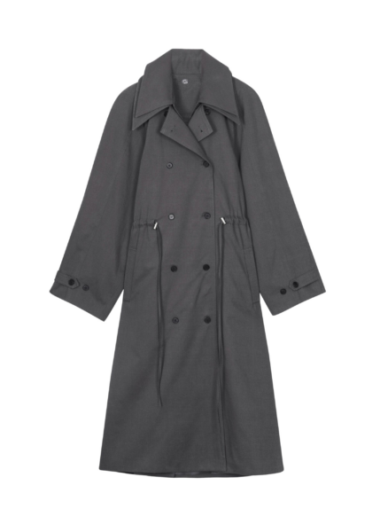 The Frankie Shop Elrod Drawstring Trench - Grey - Oversized Minimalist Coats in Grey - Shop at Luxury Shoes 