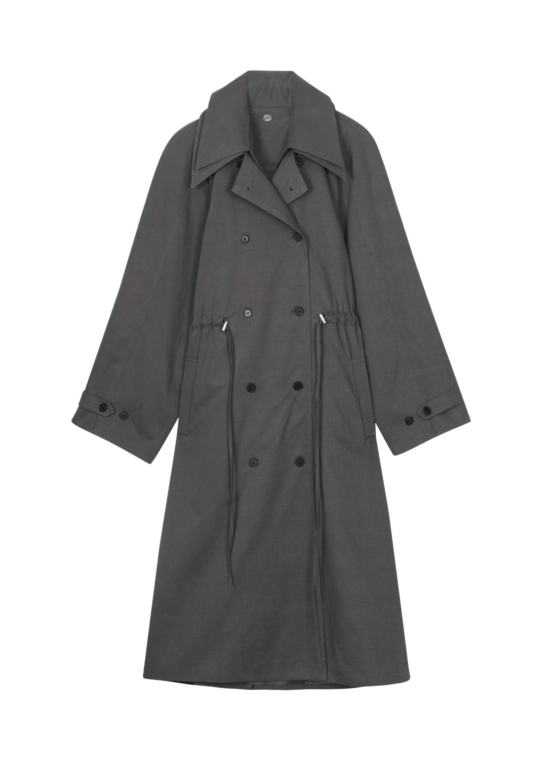 The Frankie Shop Elrod Drawstring Trench - Grey - Oversized Minimalist Coats in Grey - Shop at Luxury Shoes 