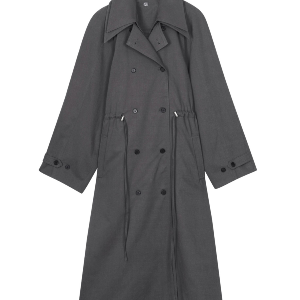 The Frankie Shop Elrod Drawstring Trench - Grey - Oversized Minimalist Coats in Grey - Shop at Luxury Shoes 